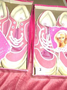 Barbie Vintage Very Rare NIB Pink Girls' Lace-Up Sneakers with White Accents